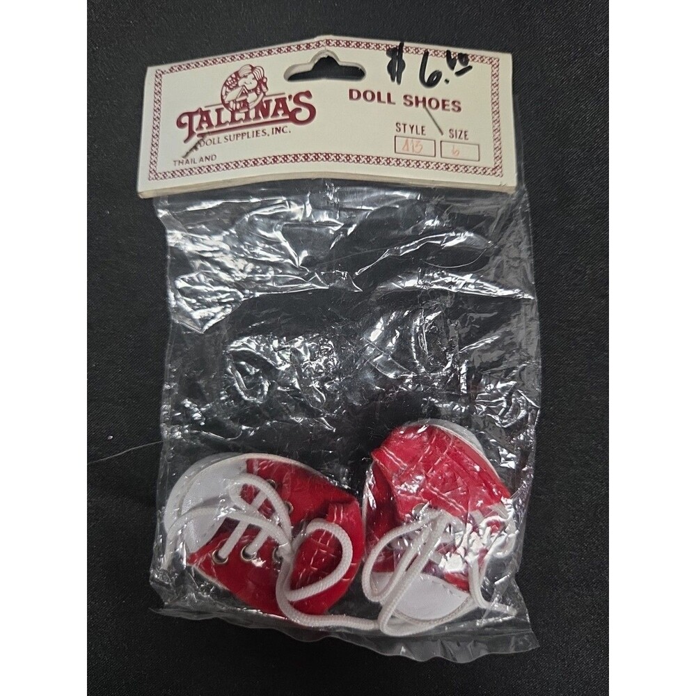 Tallinas Red Lace Up Sneakers Doll Shoes Style 115 Size 6 New Vintage